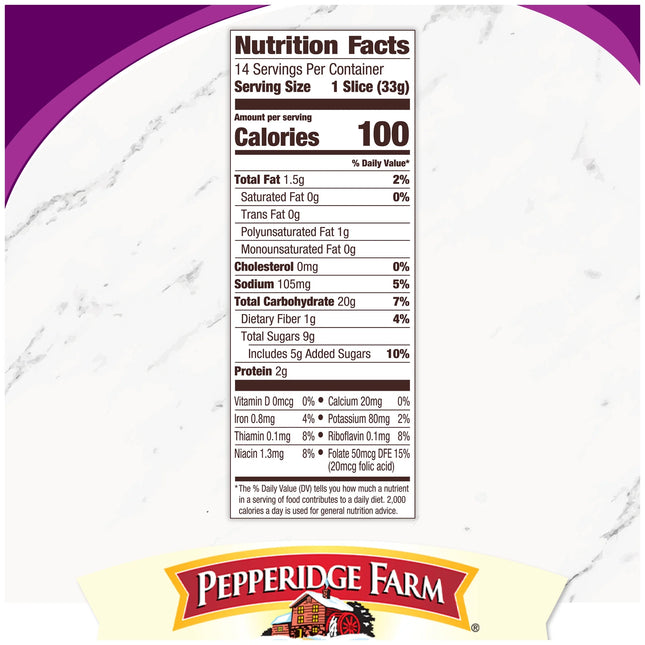 Pepperidge Farm Raisin Cinnamon Swirl Breakfast Bread, 16 Oz Loaf