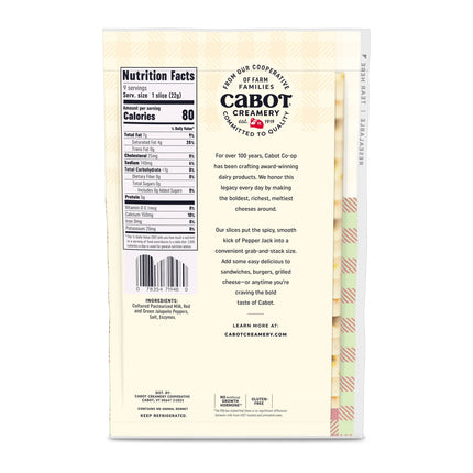 Cabot Creamery Pepper Jack Cheese Slices 7 Oz (Refrigerated)