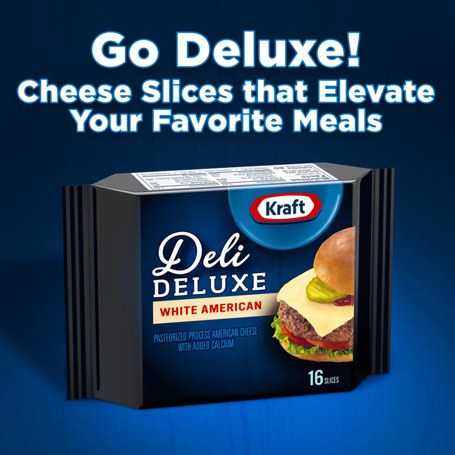 Kraft Deli Deluxe White American Cheese Slices, 16 Ct Pk, Refrigerated