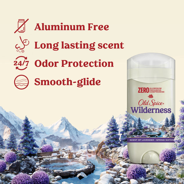 Old Spice Aluminum Free Men'S Deodorant, Invisible Solid Stick, Wilderness with Lavender, 3Oz