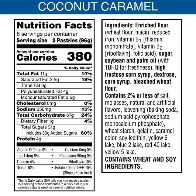 Pop-Tarts Frosted Coconut Caramel Toaster Pastries, Breakfast Foods, Shelf-Stable, 27 Oz (16 Count)
