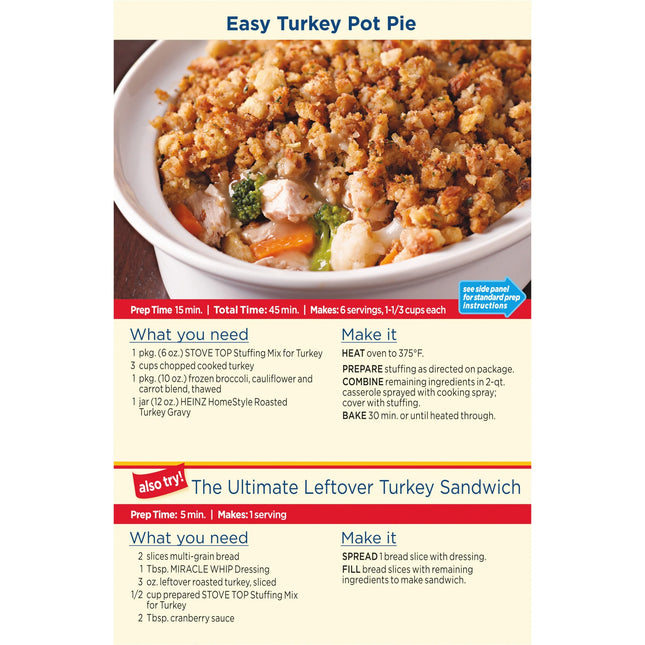 Stove Top Turkey Stuffing Mix Side Dish, 6 Oz Box