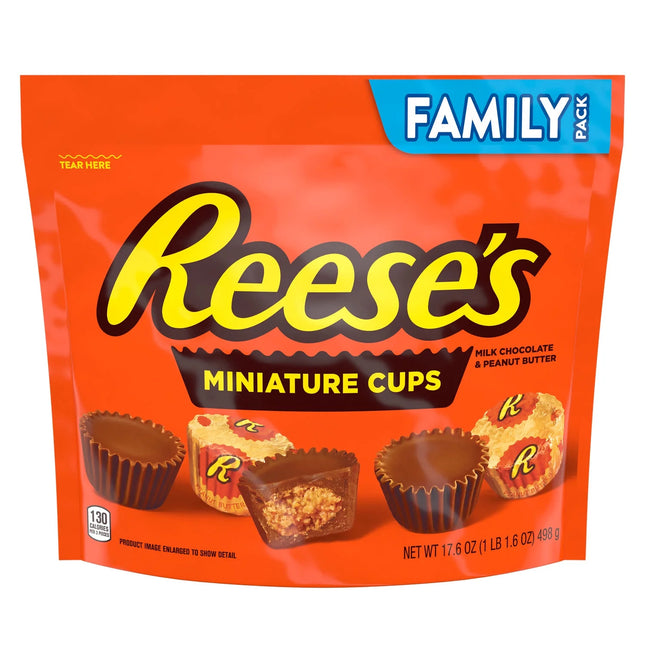 Reese'S Miniatures Milk Chocolate Peanut Butter Cups Candy, Family Pack 17.6 Oz