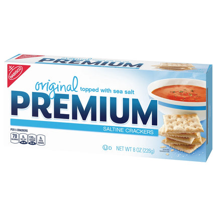Premium Original Saltine Crackers, Lunch Snacks, 8 Oz