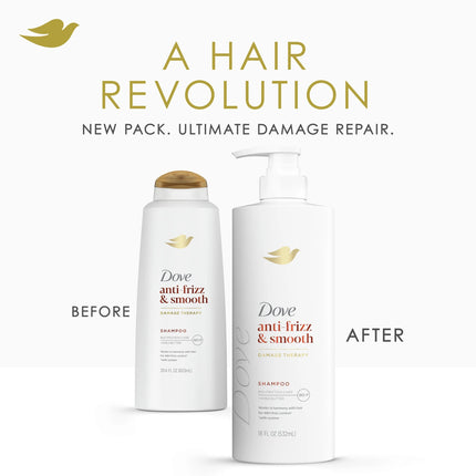 Dove Shampoo for Women anti Frizz & Smooth with Bio-Protein Care Technology and Shea Butter, 18 Oz