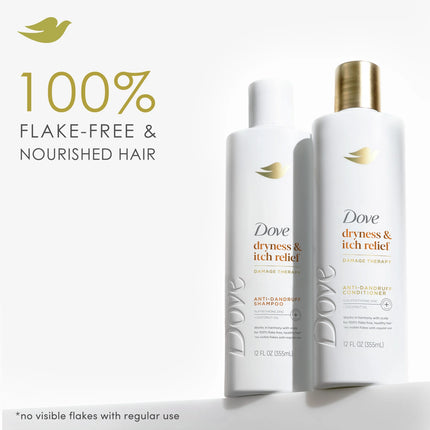Dove Damage Therapy Derma Anti-Dandruff Shampoo for Flaky Scalp Dryness + Itch with Pyrithione Zinc & Coconut Oil, 12 Oz