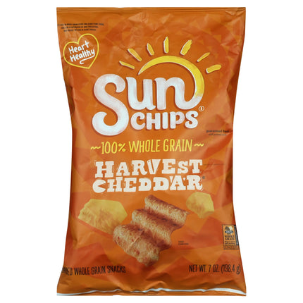 Sun Chips 100% Whole Grain Harvest Cheddar Flavored Multigrain Snacks, 7 Oz Bag
