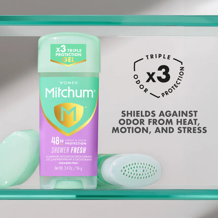Mitchum Women’S Triple Odor Protection Antiperspirant & Deodorant Gel, Shower Fresh, 2 Pack
