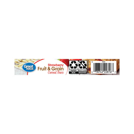 Great Value Fruit & Grain Cereal Bars, Strawberry, 1.3 Oz, 8 Count