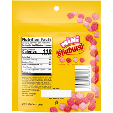 Starburst Favereds Minis Fruit Chewy Candy Grab N Go, 8 Oz Bag