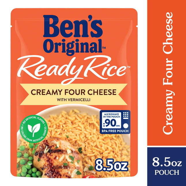 BEN'S ORIGINAL Ready Rice Creamy Four Cheese Flavored Rice, Easy Dinner Side, 8.5 Oz Pouch