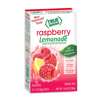 True Lemon Strawberry Lemonade Drink Mix Powder, No Artificial Sweeteners, 1.06 Oz., 10 Count Box