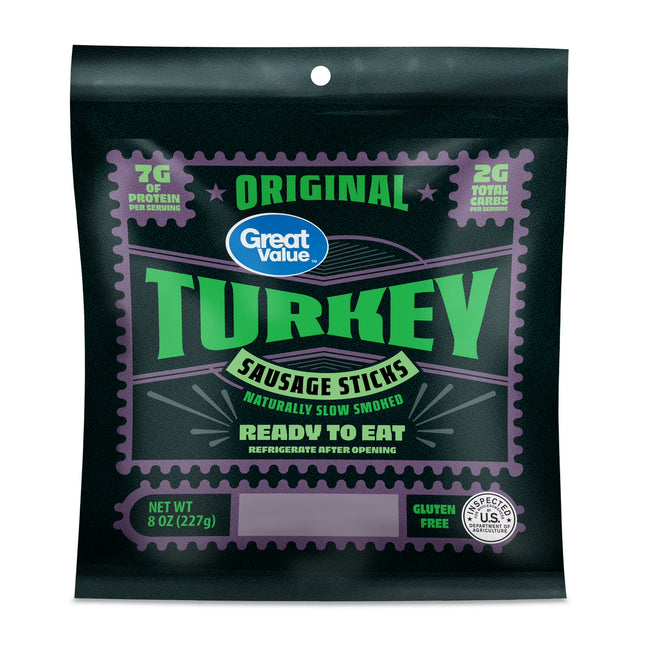 Great Value Original Fully Cooked Turkey Sausage Sticks 8 Oz