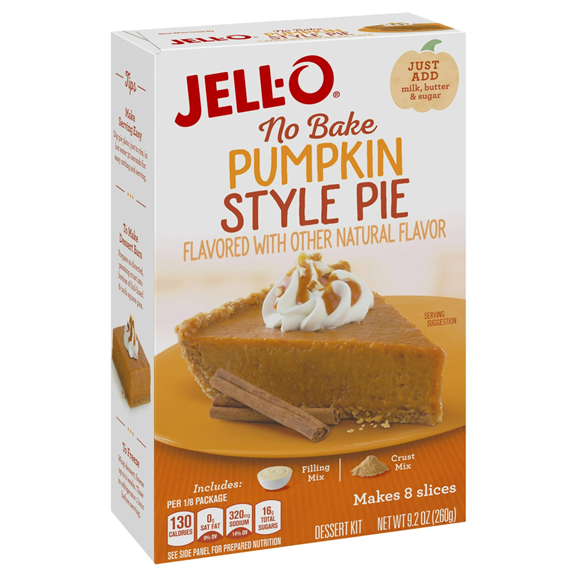 Jell-O No Bake Pumpkin Pie Dessert Kit with Filling Mix & Crust Mix, 9.2 oz Box