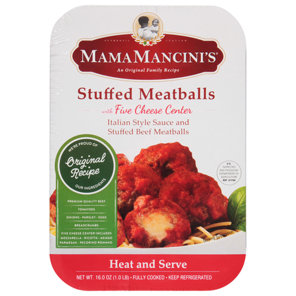 Mama Mancini's Beef Meatballs Stuffed, Five Cheese 16 oz