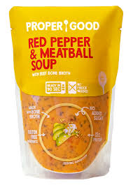 Proper Good Ready to Serve Red Pepper and Meatball Soup, 12 oz, Shelf-Stable