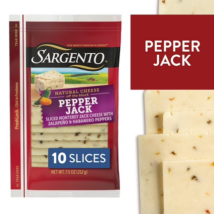 Sargento Sliced Pepper Jack Natural Cheese, 10 slices