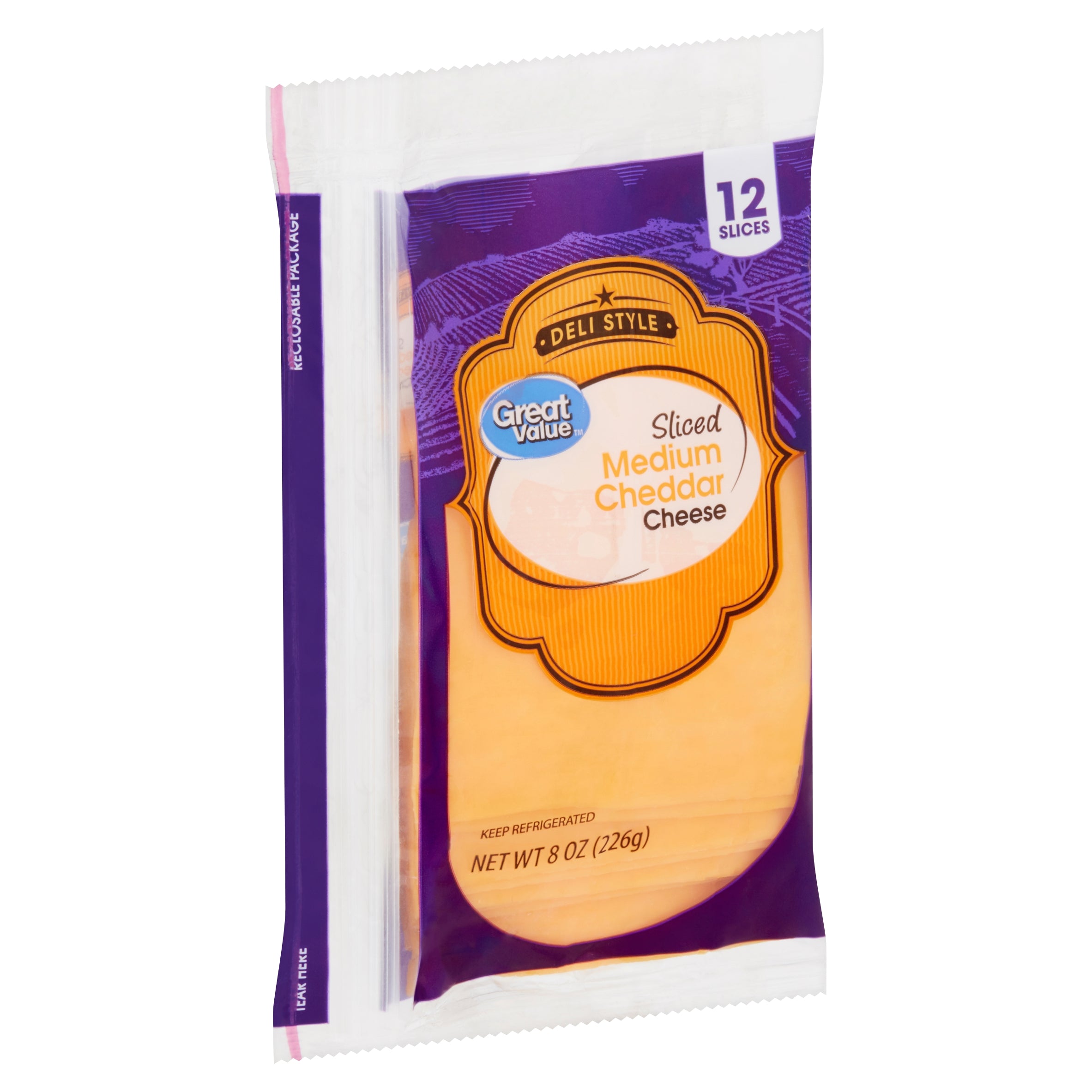 Great Value Deli Style Sliced Gouda Cheese, 12 count, 8 oz