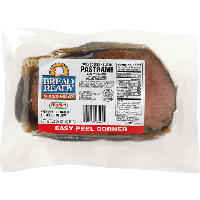 HORMEL BREAD READY Kosher Pastrami, Sliced, 2 lbs.