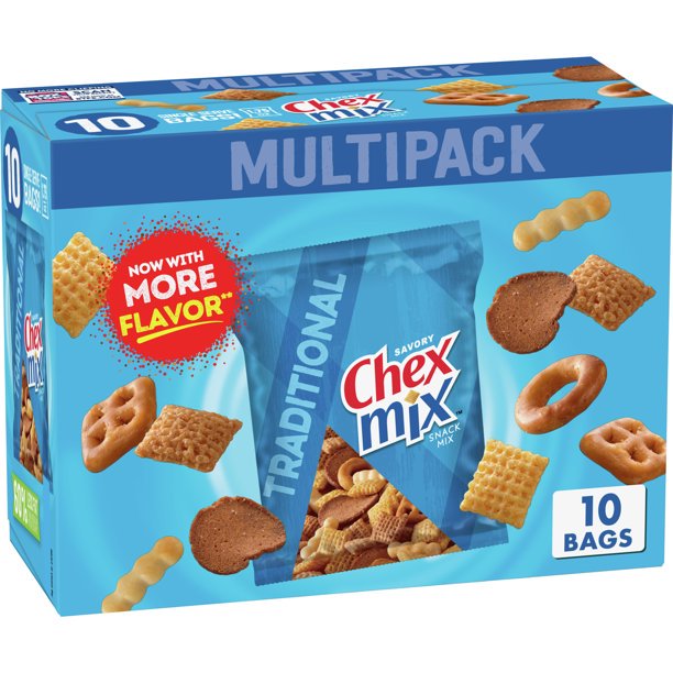 Chex Mix Snack Mix, Traditional, 1.75 oz Bags, 10 Count