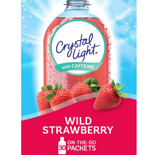 Crystal Light Wild Strawberry Powdered Drink Mix with Caffeine, 30 ct