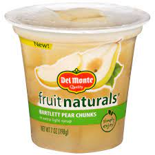 DEL MONTE FRUIT NATURALS BARTLETT PEAR CHUNKS IN LIGHT SYRUP 7 OZ