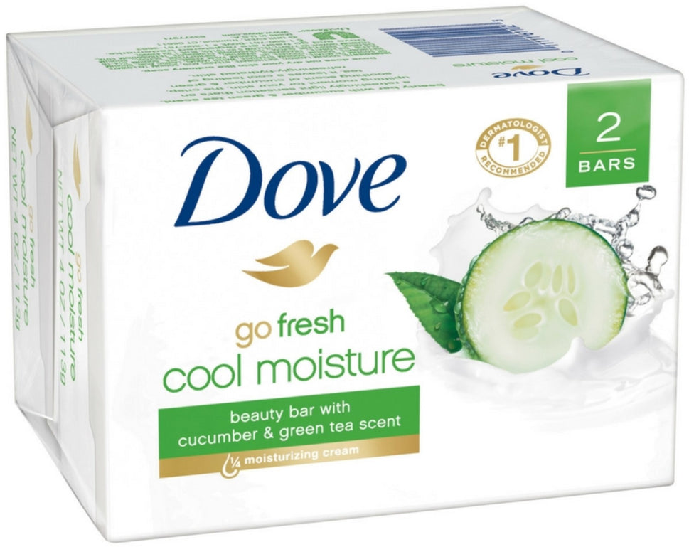 DOVE GO FRESH COOL MOISTURE BEAUTY BAR 2/  4 OZ ea.