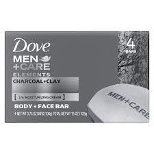 Dove Men+Care Elements Charcoal + Clay Body & Face Bar Soap - 3.75oz 4 ct