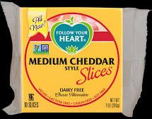 Follow Your Heart Medium Cheddar Style Cheese Slice, 7 Ounce