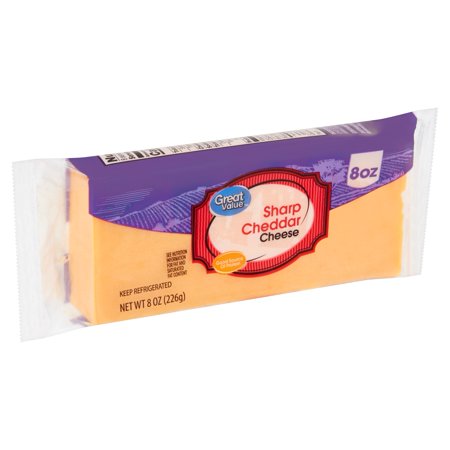 Great Value Sharp Cheddar Block Cheese 8 oz.