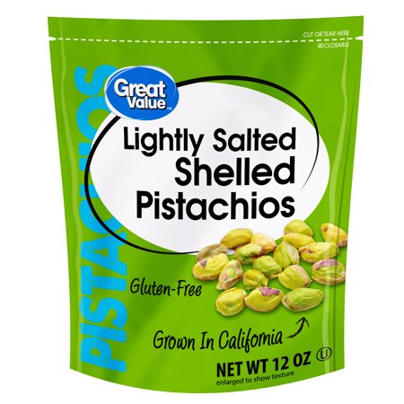 Great Value Shelled Pistachios, Lightly Salted, 12 Oz