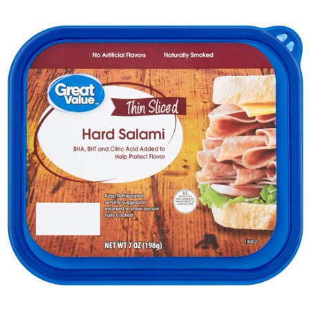 Great Value Thin Sliced Hard Salami, 7 oz