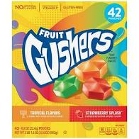 Gushers Strawberry Splash and Tropical Flavor Fruit Snacks,