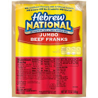 HEBREW NATIONAL JUMBO BEEF FRANKS 12 OZ 4 CT