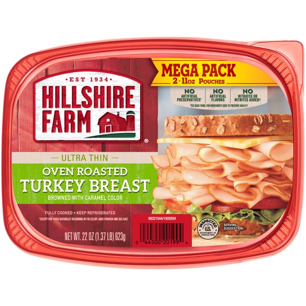 Hillshire Farm Ultra-Thin Sliced Deli Lunch Meat, Oven Roasted Turkey Breast,Mega  22 oz