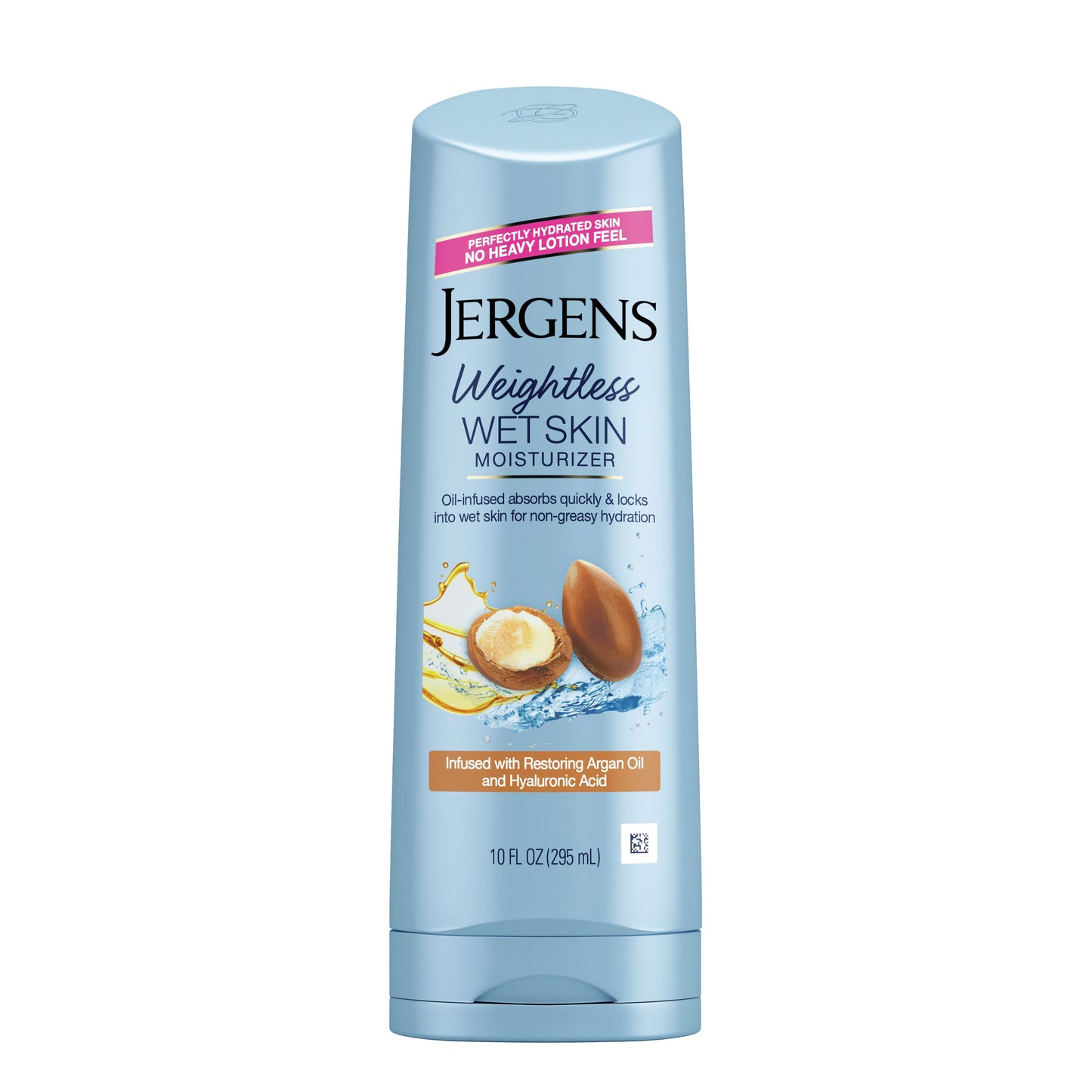 Jergens Weightless Wet Skin Moisturizer with Deep Restoring Argan Oil + Hyaluronic Acid, 10 Oz