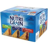 KELLOGG’S NUTRI-GRAIN 48-1.3 OZ 16 APPLE CINNAMON, 16 STRAWBERRY                    			16 BLUEBERRIES