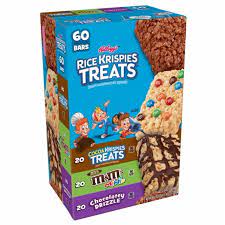 KELLOGG’S RICE KRISPIES VARIETY PAK 60 BARS 20 Chocolatey Drizzle, 20 Cocoa and 20 M&M's Rice Krispies Treats
