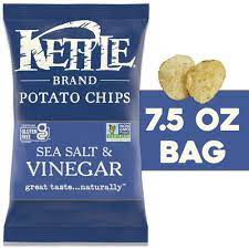 Kettle Brand Sea Salt and Vinegar Kettle Potato Chips, Gluten-Free, Non-GMO, 7.5 oz Bag