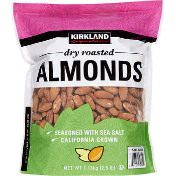 Kirkland Dry Roasted Seasoned with sea salt Almonds, 40 oz.