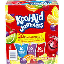 Kool-Aid Jammers Tropical Punch, Grape & Cherry Artificially Flavored Soft Drink Variety Pack, 30 ct Box,