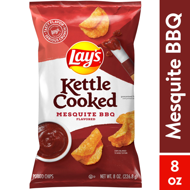 Lay's Kettle Cooked Mesquite BBQ Flavored Potato Chips, 8 Oz.