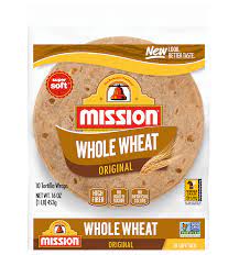 MISSION WRAPS WHOLE WHEAT TORTILLA MEDIUM SOFT 8 CT 11.87 OZ