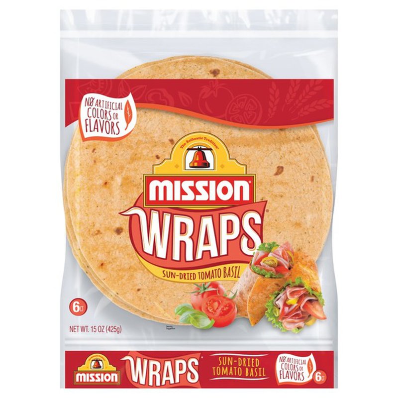 MISSION WRAPS SUN DRIED TOMATO BASIL 6 CT 15 OZ