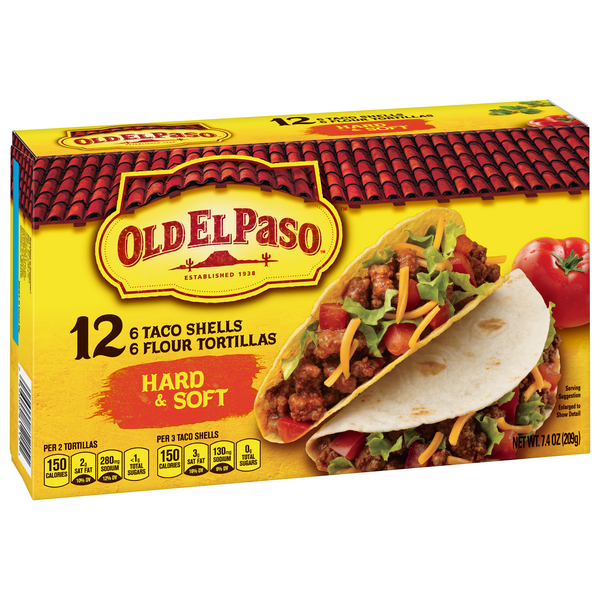 OLD EL PASO HARD & SOFT TACO 6 HARD 6 SOFT 11.4 OZ