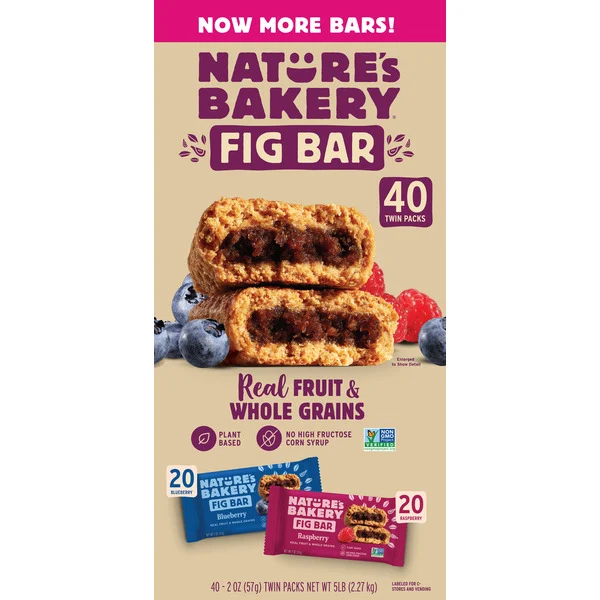 Nature's Bakery Fig Bar Variety Blueberry, Raspberry 40 x 2 oz.