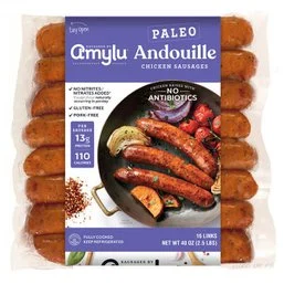 AMYLU Paleo Andouille Chicken Sausages, 16 Links, 40 oz