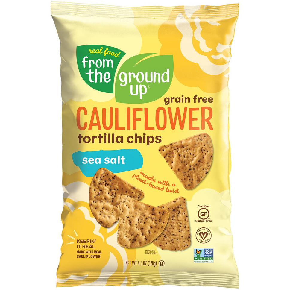 Real Food from the Ground Up Cauliflower Sea Salt Tortilla Chips, 4.5 oz.