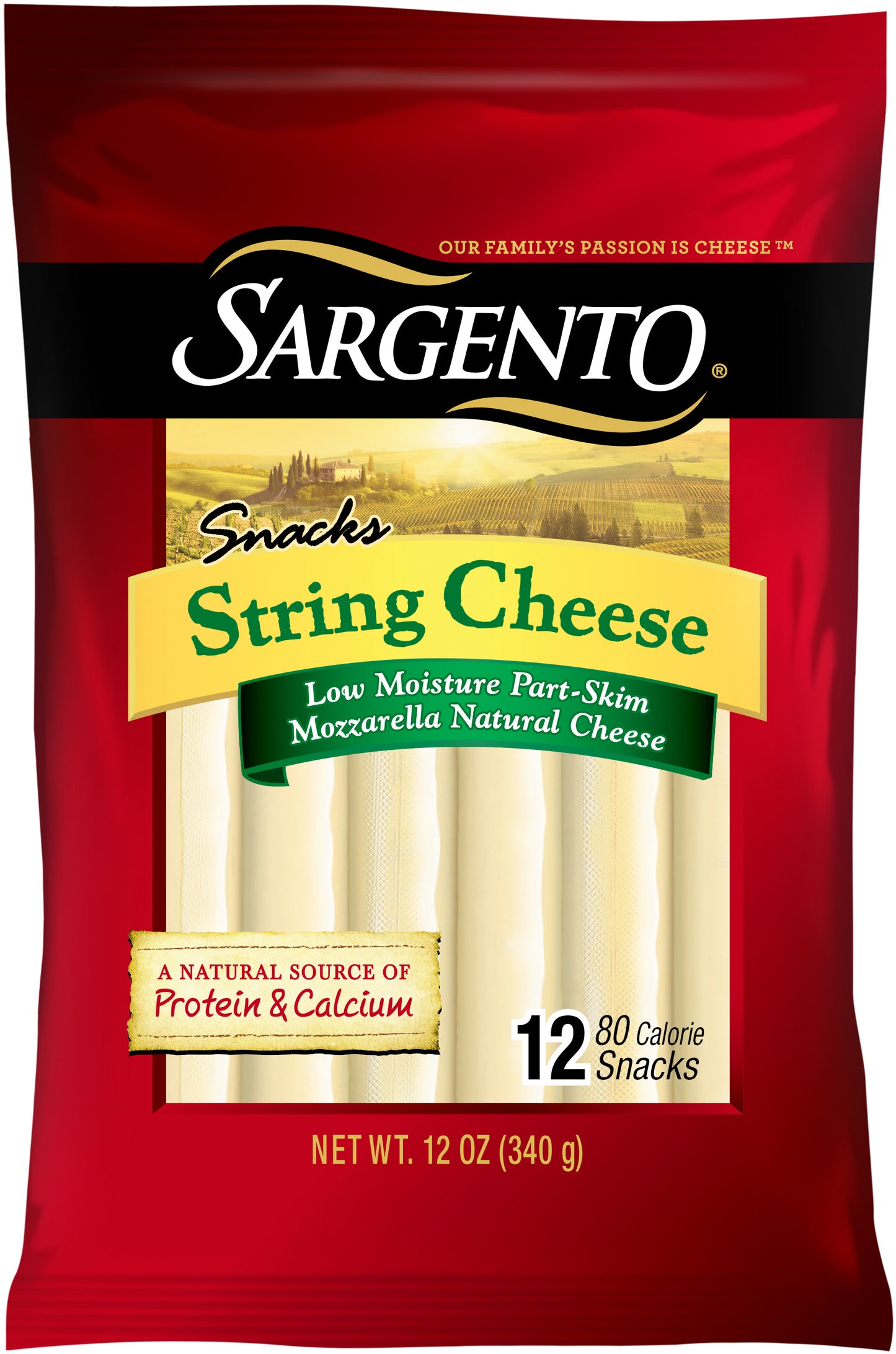 Sargento  Mozzarella Natural Cheese  String Cheese Snacks, 12-Count