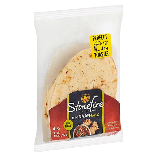 Stonefire Mini Garlic Naan, 4 count, 7.05 oz